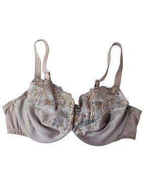 Soma Full Coverage Underwire Bra Cream Tan 42C Sheer Embroidered Unlined Lace
